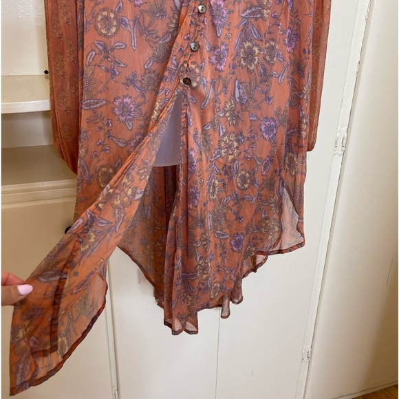 Free People Sheer Bell Long Sleeves MultiColored Kimono Overlay 3/4 Size… - Picture 9 of 16